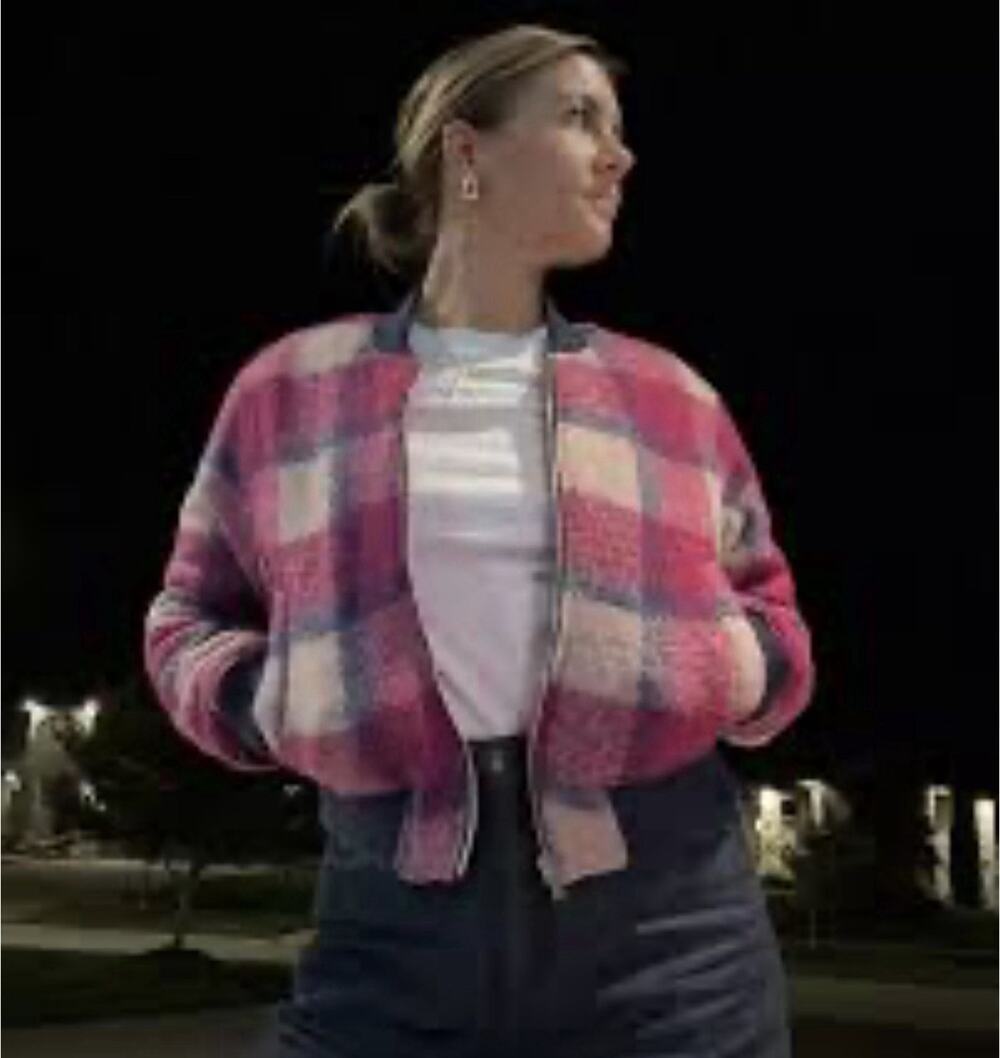 House of Harlow 1960 M Plaid Wool Blend Bomber Jacket Quilted Retro Y2K Boho 90s